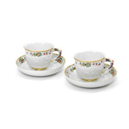Espresso Set - Swan With Flowers