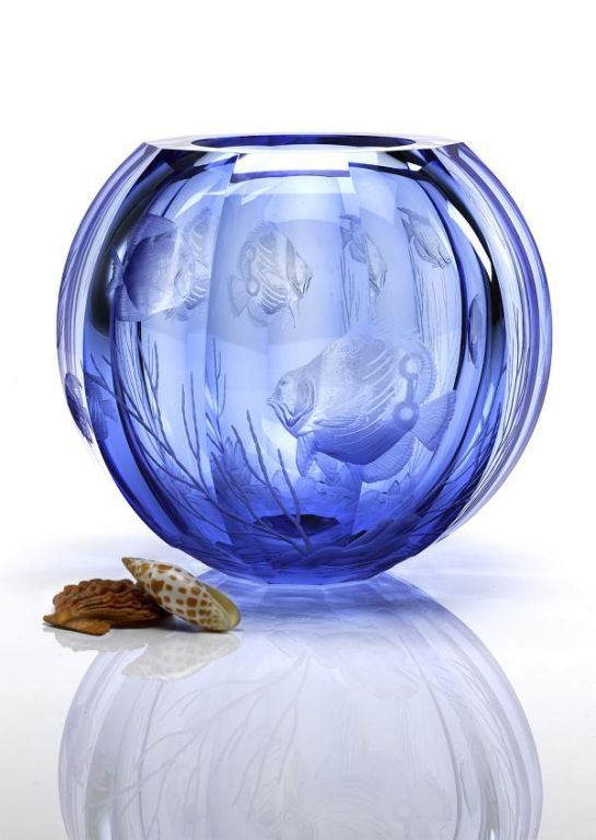 Globe - hand cut and gilded vase